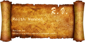 Reith Vencel névjegykártya
